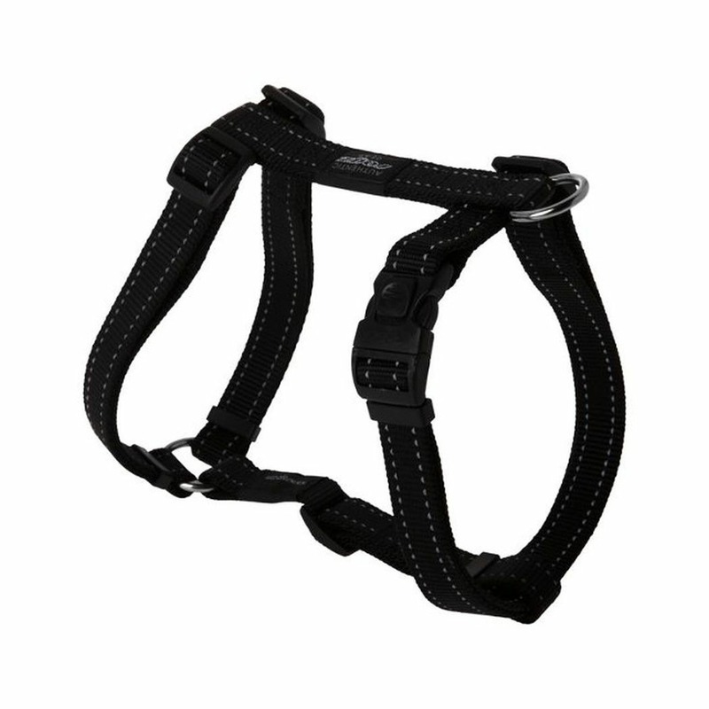 Rogz Utility шлейка для собак, черная, размер S, ширина 11 мм 23 - 37 см rogz control harness sjc14a шлейка для собаки с мягкой вставкой и двухточечным контролем размер small черная 23 37 см 11 мм