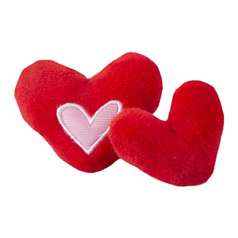 Rogz Yotz Plush игрушка для кошек два плюшевых сердечка с ароматом мяты, красная, размер Для всех пород CTC02C - фото 1
