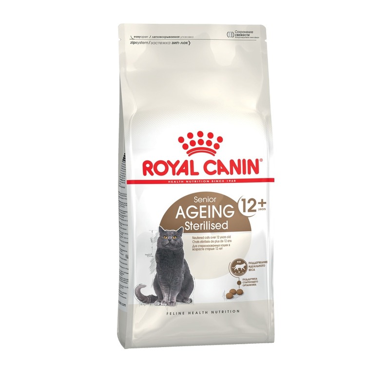 цена Royal Canin Ageing Sterilised 12+ полнорационный сухой корм для пожилых стерилизованных кошек старше 12 лет - 400 г
