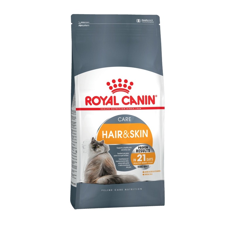 цена Royal Canin Hair & Skin Care сухой корм для взрослых кошек для поддержания здоровья кожи и шерсти - 400 г