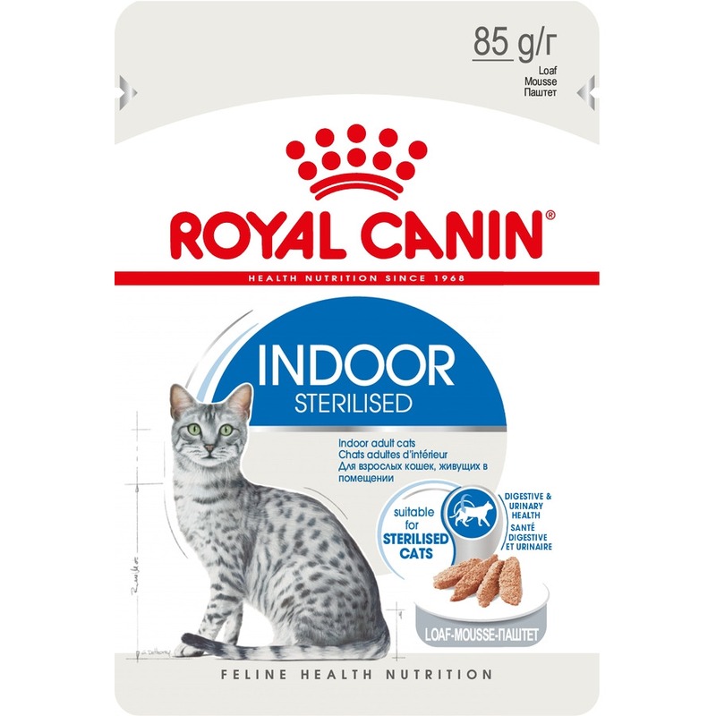 Royal Canin Indoor Sterilised полнорационный влажный корм для взрослых кошек, паштет, в паучах - 85 г