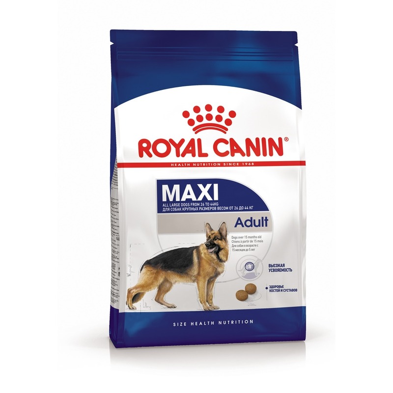 цена Royal Canin Maxi Adult полнорационный сухой корм для взрослых собак крупных пород в возрасте с 15 месяцев