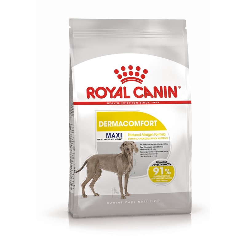 Royal Canin Maxi Dermacomfort полнорационный сухой корм для взрослых и стареющих собак крупных пород при раздражениях и зуде кожи, связанных с повышенной чувствительностью