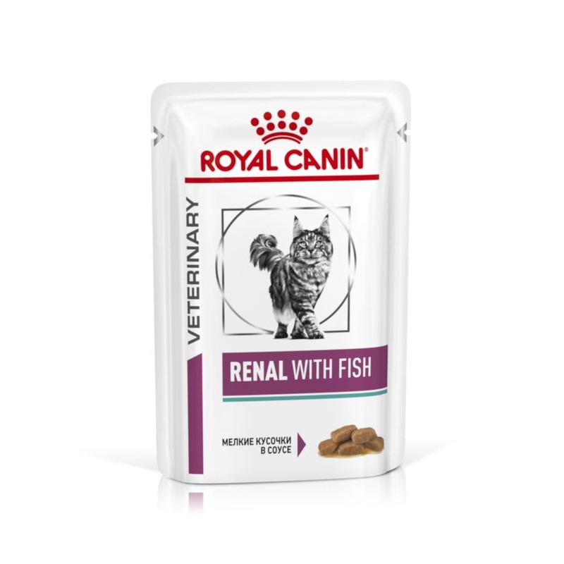 Royal Canin Renal полнорационный влажный корм для взрослых кошек для поддержания функции почек при острой или хронической почечной недостаточности, диетический, с рыбой, кусочки в соусе, в паучах - 85 г 40670008A1 - фото 1