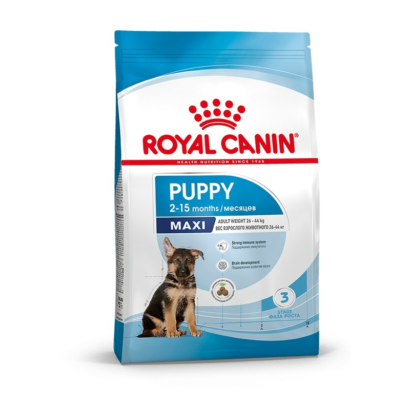 Royal Canin Maxi Puppy полнорационный сухой корм для щенков крупных пород до 15 месяцев цена и фото