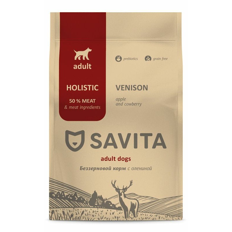 Savita сухой корм для собак, с олениной - 1 кг