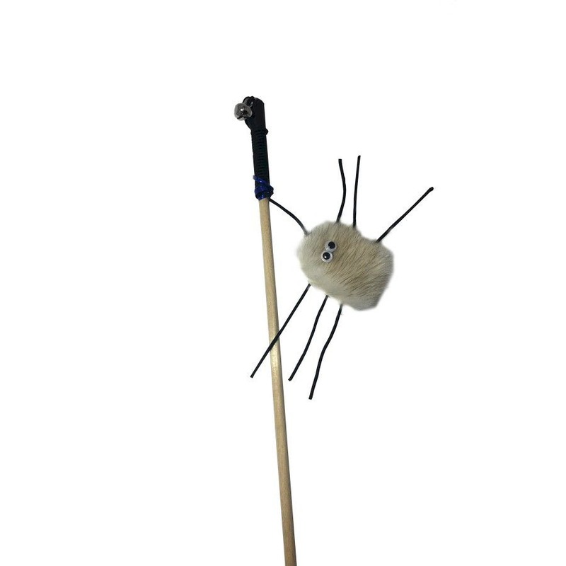 Semi игрушка-махалка для кошек, паук 2 на веревке, звенящая, из натуральной норки, белая палочка для меда orange 2 5 2 5 13см акрил