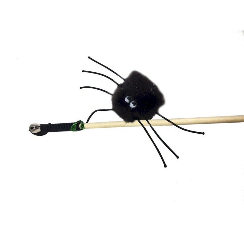 Semi игрушка-махалка для кошек, паук 2 на веревке, звенящая, из натуральной норки, черная semi игрушка для кошек колобок с хвостиком из норки