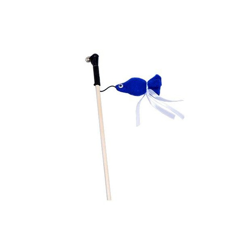 Semi игрушка-махалка для кошек, рыбка с пищалкой на веревке, звенящая, синяя фото