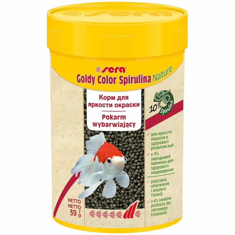 цена Sera Goldy Color Spirulina Корм для золотых рыб в гранулах для улучшения окраски - 100 мл