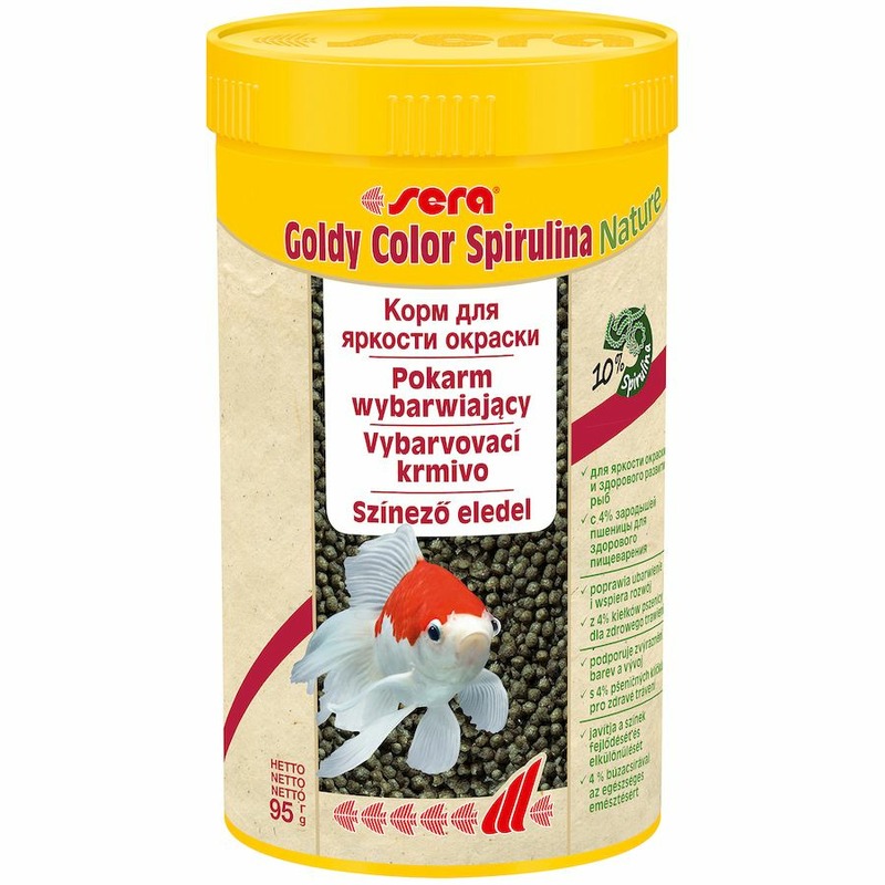 цена Sera Goldy Color Spirulina Корм для золотых рыб в гранулах для улучшения окраски - 250 мл