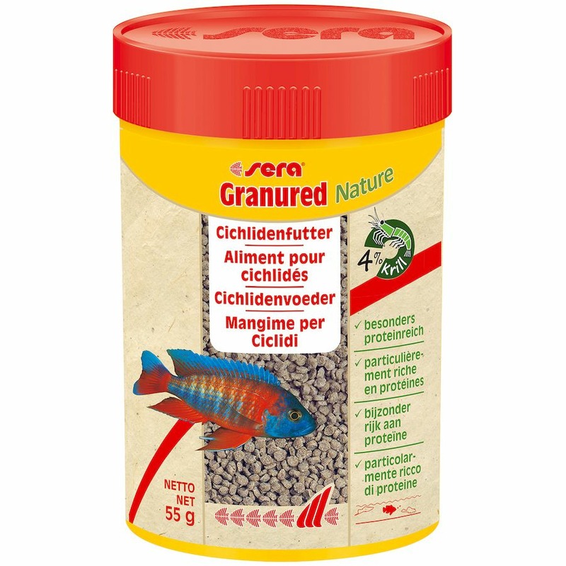 Sera Granured Корм для цихлид плотоядных для улучшения окраски - 100 мл sera корм для плотоядных цихлид гранулы 20 гр 2 шт