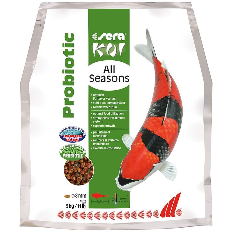 Корм Sera Koi All Seasons Probiotic для прудовых рыб - 5 кг корм sera koi sticks energy plus для прудовых рыб 40 л 5 кг