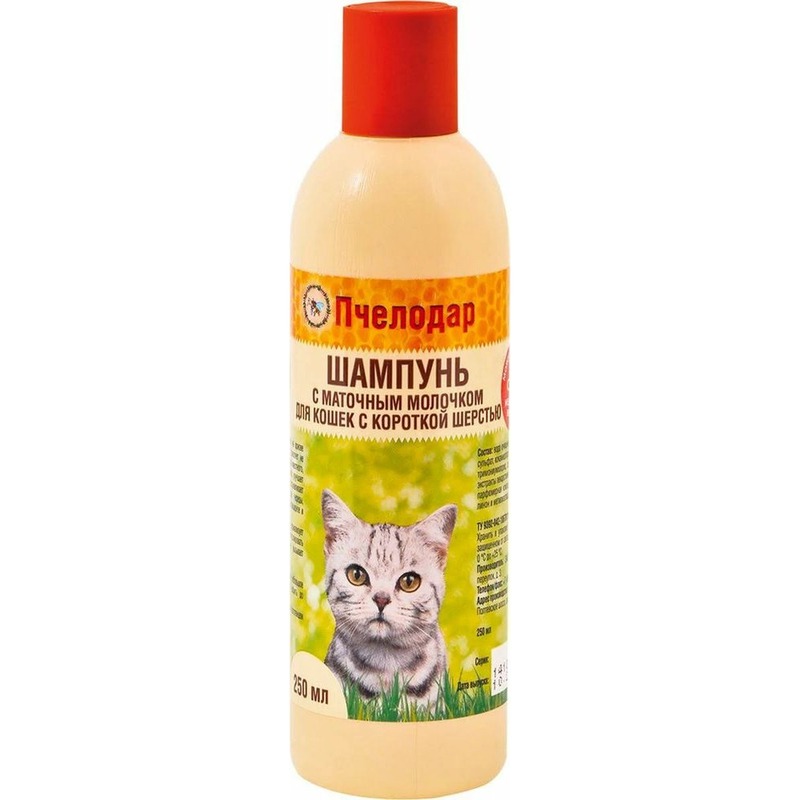 Шампунь Пчелодар для короткошерстных кошек с маточным молочком - 250 мл цена и фото