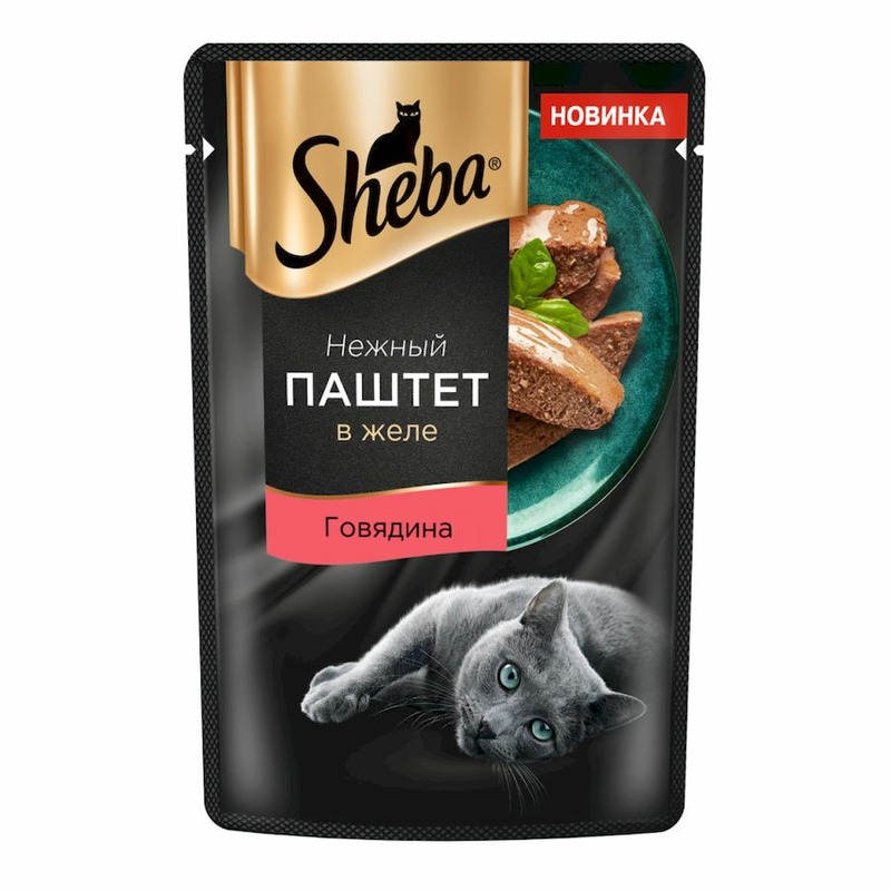 Sheba влажный корм для кошек, паштет с говядиной в желе, в паучах - 75 г, размер Для всех пород SB-95042 - фото 1
