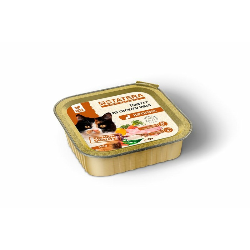 цена Statera полнорационный влажный корм для кошек, паштет с кроликом, в ламистерах - 100 г