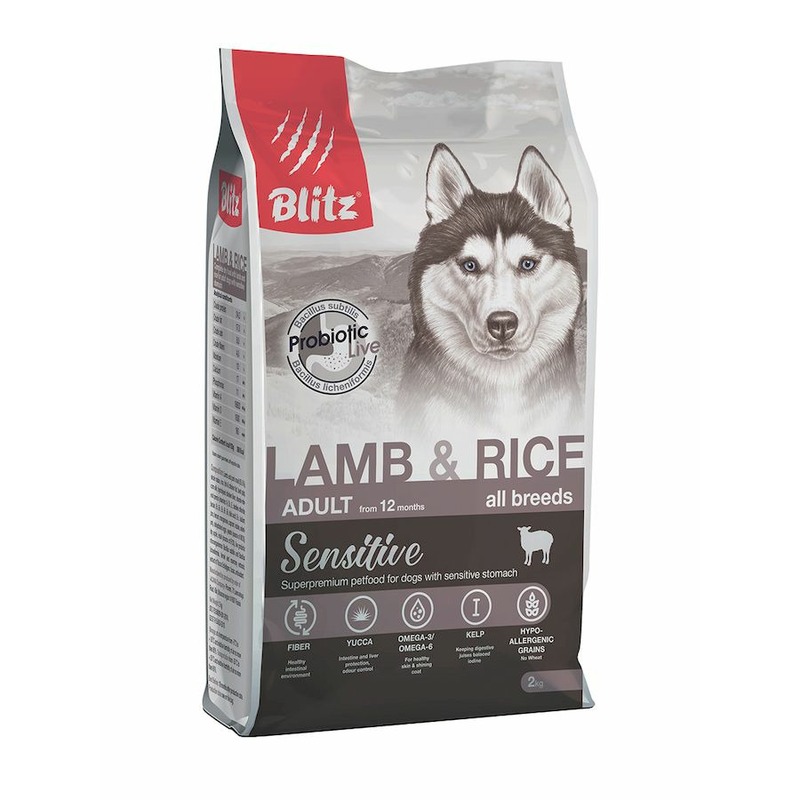 Blitz Sensitive Adult Lamb & Rice полнорационный сухой корм для собак, с ягненком и рисом - 2 кг 27691