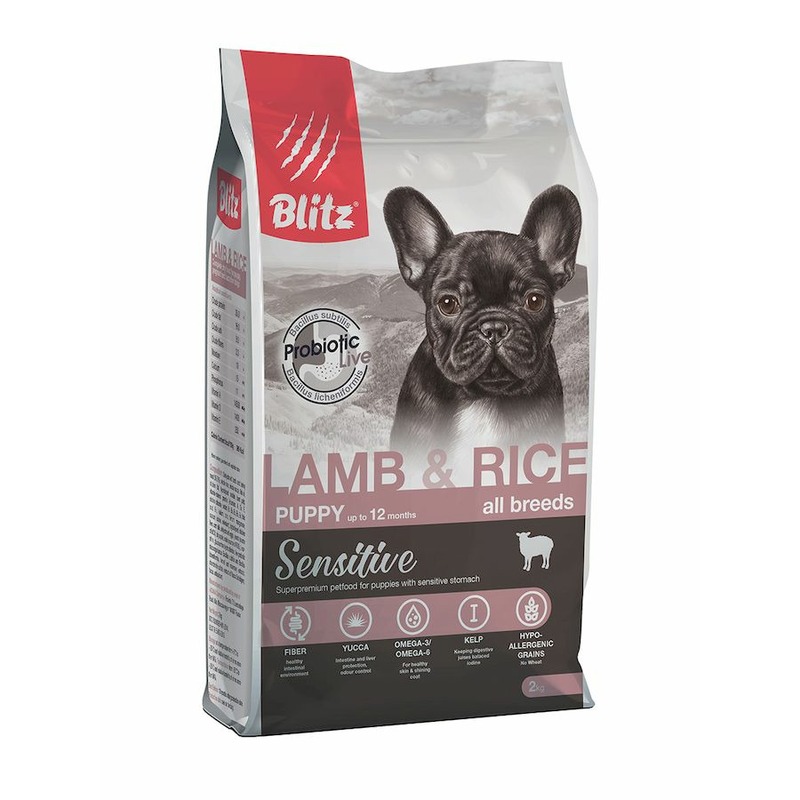 Blitz Sensitive Puppy Lamb & Rice полнорационный сухой корм для щенков, с ягненком и рисом - 2 кг blitz sensitive puppy lamb