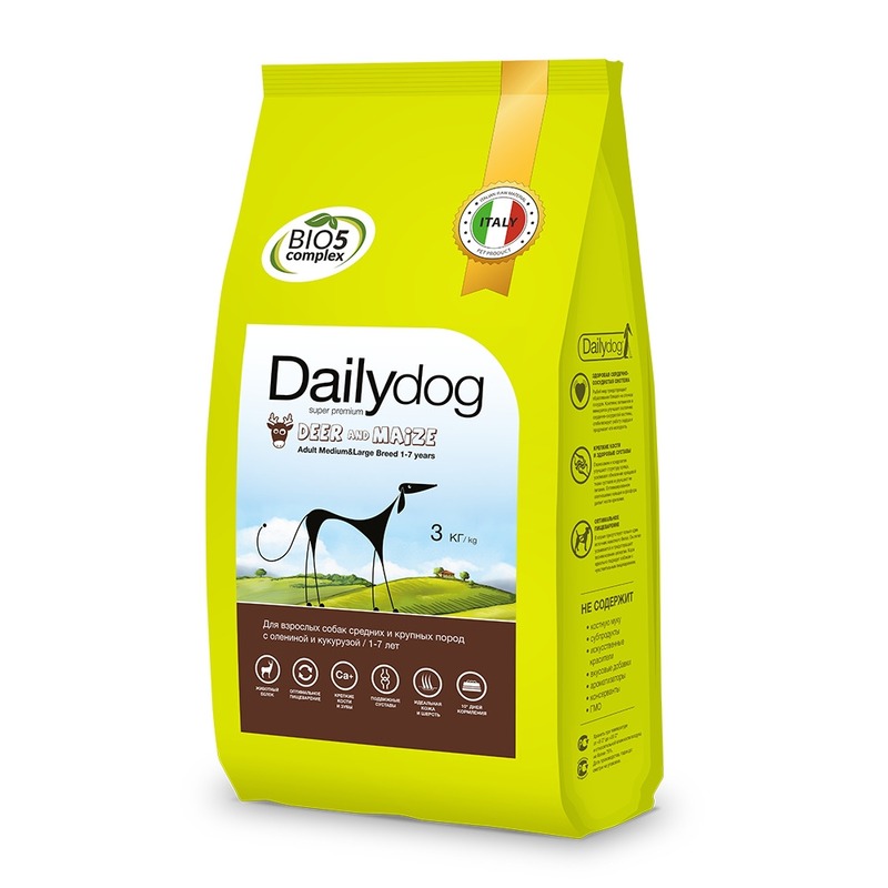 Dailydog Classic Line Adult Medium Large Deer and Maize сухой корм для собак средних и крупных пород, с олениной и кукурузой - 3 кг dailydog senior medium