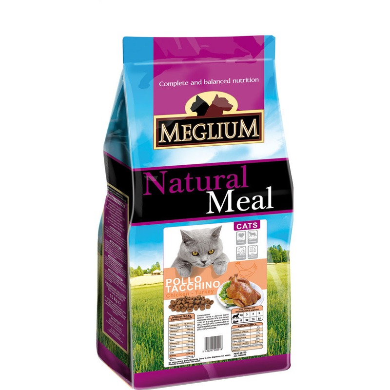 Сухой корм Meglium Adult для взрослых кошек с курицей и индейкой сухой корм meglium adult для привередливых кошек с курицей и индейкой 1 5 кг