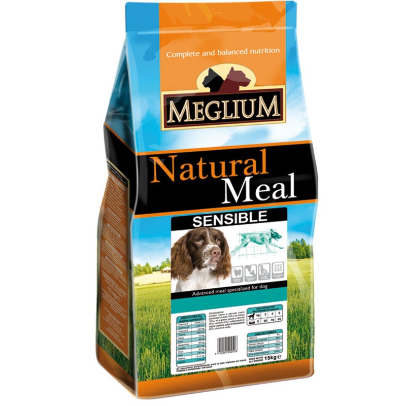 Фото - MEGLIUM Сухой корм Meglium Sensible для взрослых собак с чувствительным пищеварением с ягненком и рисом meglium сухой корм meglium adult для взрослых кошек с чувствительным пищеварением с рыбой 1 5 кг