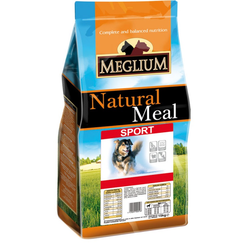 Сухой корм Meglium Sport для активных собак с мясом сухой корм meglium sport gold для активных собак с курицей и говядиной