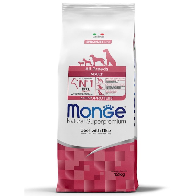 Monge Dog Speciality Line Monoprotein полнорационный сухой корм для собак, с говядиной и рисом monge dog speciality line monoprotein полнорационный сухой корм для собак с лососем и рисом