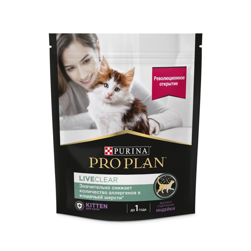 Pro Plan LiveClear Kitten сухой корм для котят, снижает количество аллергенов в шерсти, с высоким содержанием индейки - 400 г pro plan liveclear для стерилизованных кошек снижает количество аллергенов в шерсти с индейкой 2 8 2 8 кг