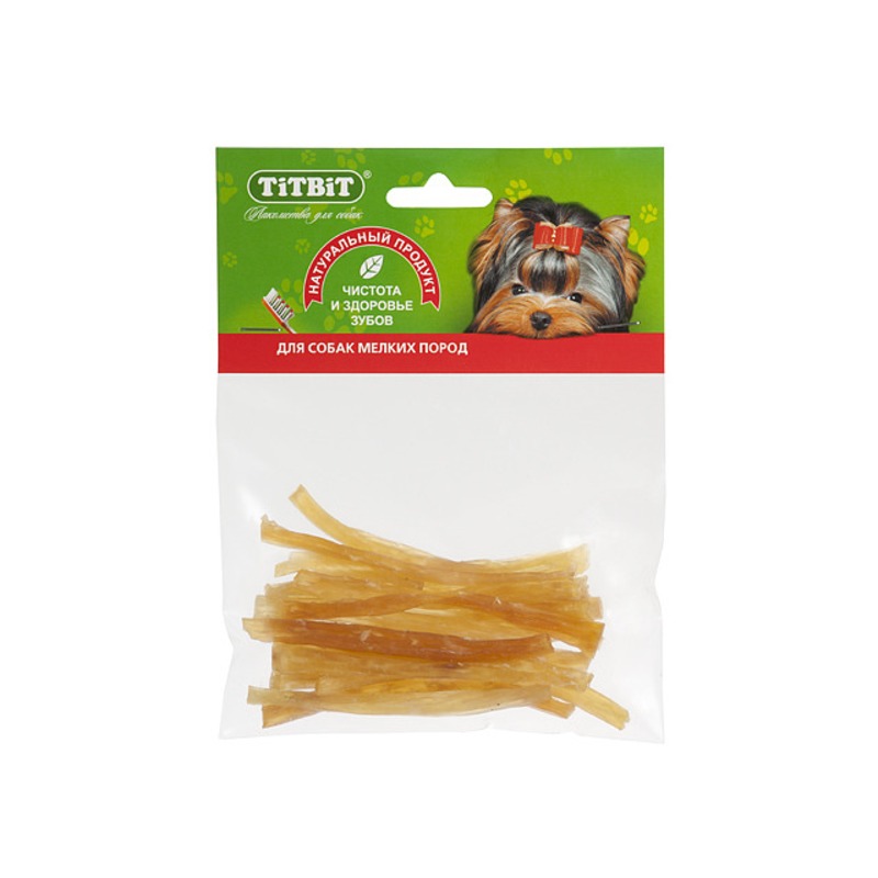 цена Titbit сухожилия говяжьи (соломка) - мягкая упаковка - 35 г