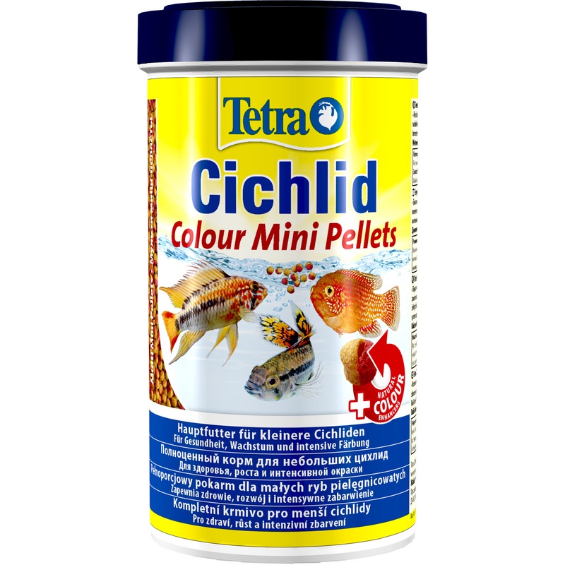 Корм Tetra Cichlid Colour Mini для всех видов цихлид для улучшения окраса - 500 мл корм tetra cichlid xl для всех видов цихлид крупные хлопья 500 мл