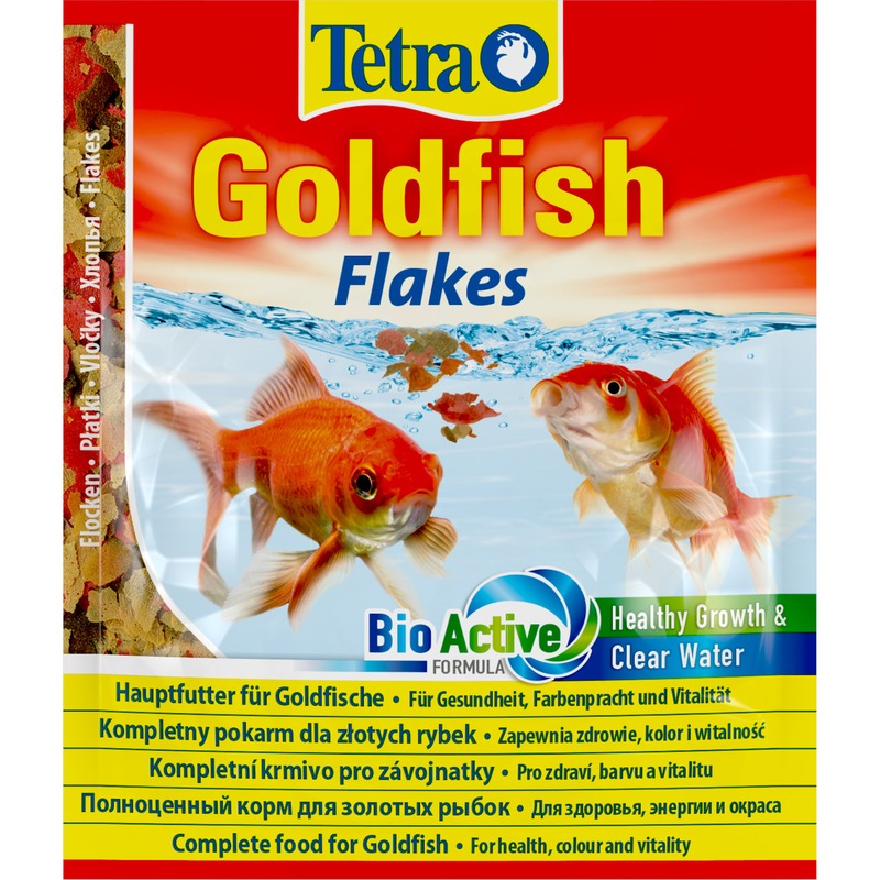 Корм Tetra Goldfish для всех видов золотых рыбок в хлопьях - 12 г (саше) корм tetra guppy для гуппи в хлопьях 12 г саше