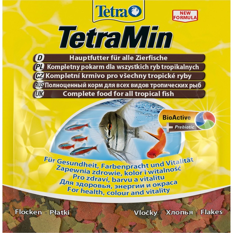 Корм Tetra Min для всех видов рыб в виде хлопьев - 12 г (саше) корм tetra min для всех видов рыб в виде хлопьев 250 мл