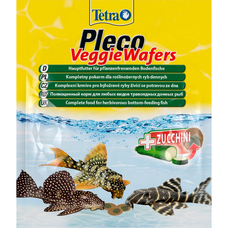 Корм Tetra Pleco Veggie Wafers пластинки для донных рыб с добавлением цуккини - 15 г