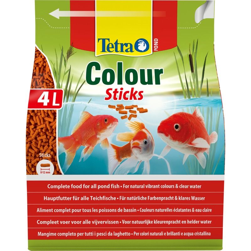 Корм Tetra Pond Color Sticks для прудовых рыб палочки для окраски - 4 л корм tetra pond flakes для прудовых рыб в хлопьях 1 л
