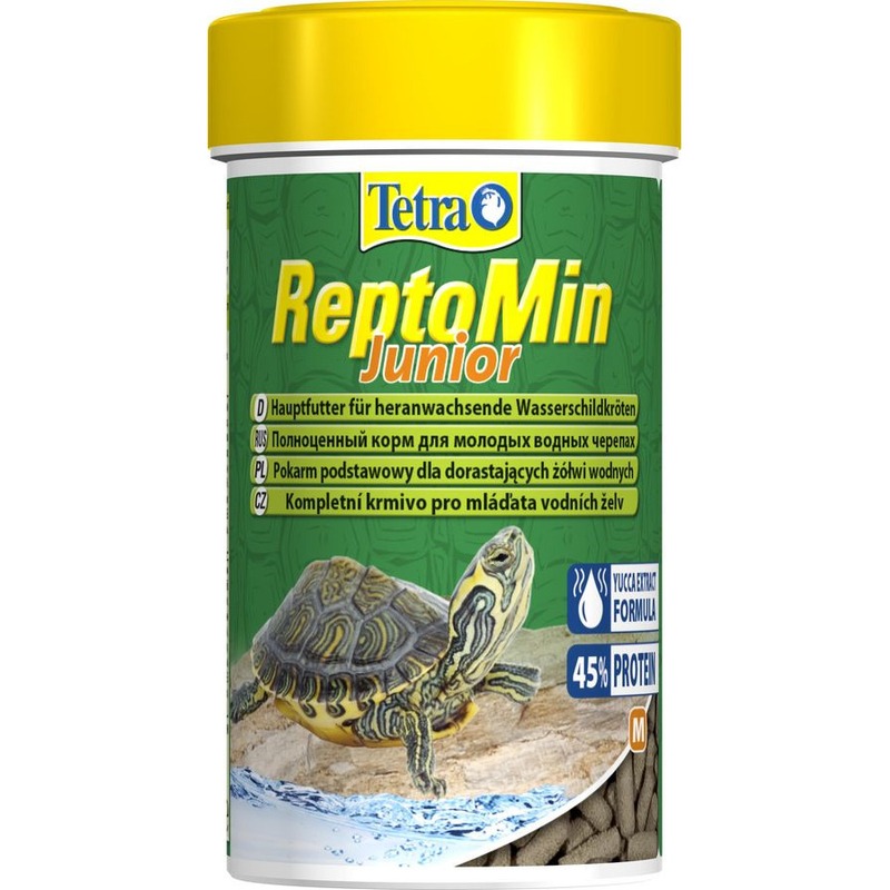 Корм Tetra ReptoMin Junior для молодых водных черепах в виде палочек - 100 мл лакомство tetra reptodelica grasshoppers для водных черепах кузнечики 250 мл