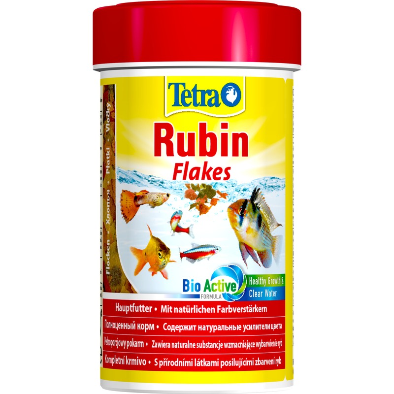 цена Корм Tetra Rubin для улучшения окраса всех видов рыб в хлопьях - 100 мл