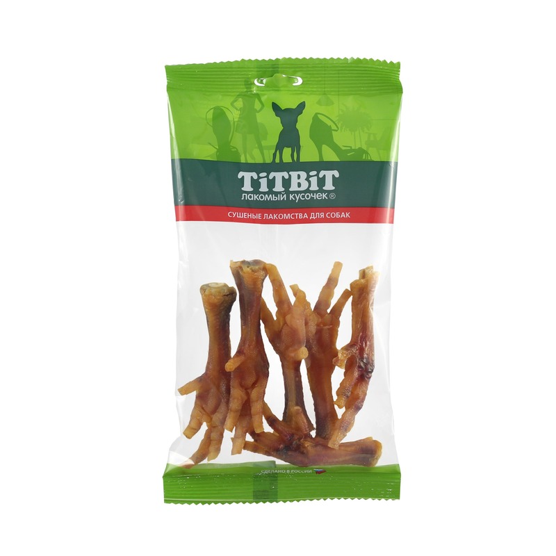 TiTBiT Лапки куриные вяленые для собак - мягкая упаковка - 100 г titbit лапки куриные xxl мягкая упаковка 95 г
