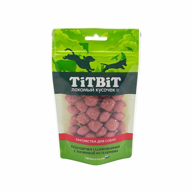 TiTBiT Подушечки глазированные с начинкой из телятины для собак, золотая коллекция - 100 г 40116
