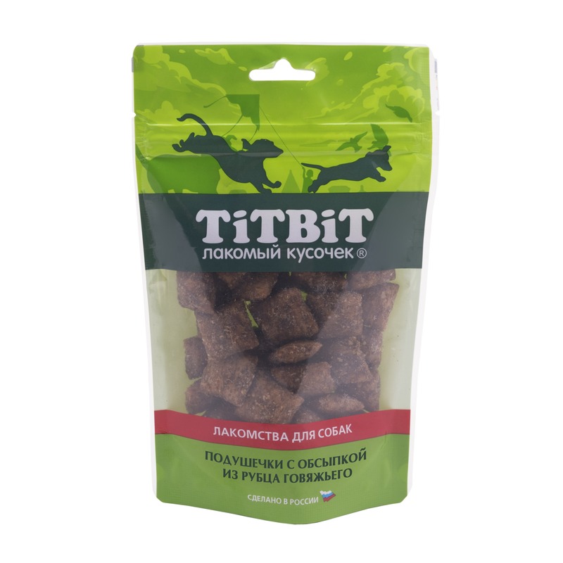 TiTBiT Подушечки с обсыпкой из рубца говяжьего для собак, золотая коллекция - 80 г 40118