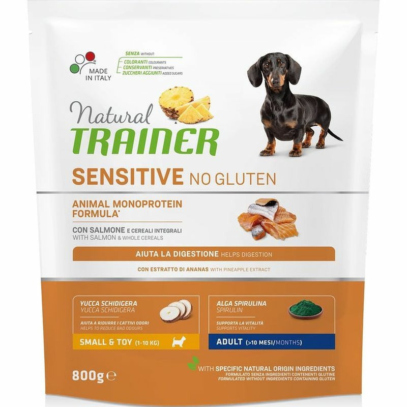 Trainer Natural Sensitive No Gluten Adult Mini сухой корм для собак мелких пород с чувствительным пищеварением с лососем - 800 г 35080