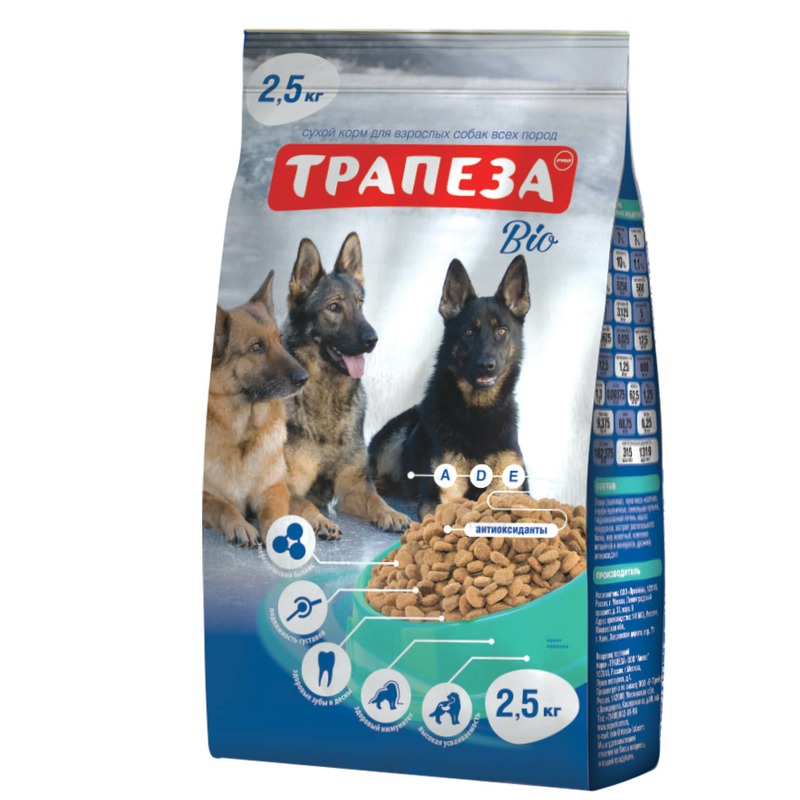 Трапеза Bio сухой корм для собак, с говядиной - 2,5 кг