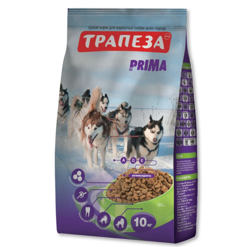 Трапеза Prima сухой корм для собак с высокой активностью, с говядиной - 10 кг трапеза прима для активных собак 10 кг 40781 2 шт