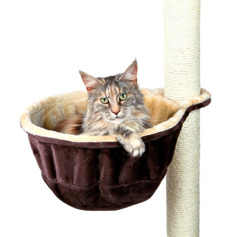 Trixie Гамак для кошки с креплением на когтеточку, ø 38 см, бежевый/коричневый trixie гамак xl для столба когтеточки ø 45 см светло серый