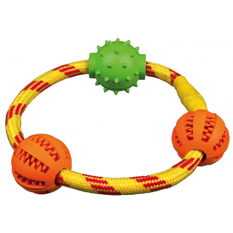 Trixie Игрушка Denta Fun, кольцо с мячиками, ф20 см trixie игрушка кость denta fun 11 5 см резина белый зелёный