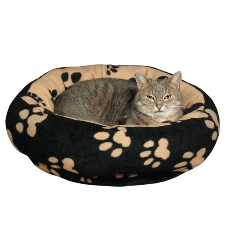 Trixie Лежак Sammy, 50 см, с рисунком Кошачьи лапки, чёрно-бежевый trixie домик для кошки toledo с рисунком кошачьи лапки 61 см серый
