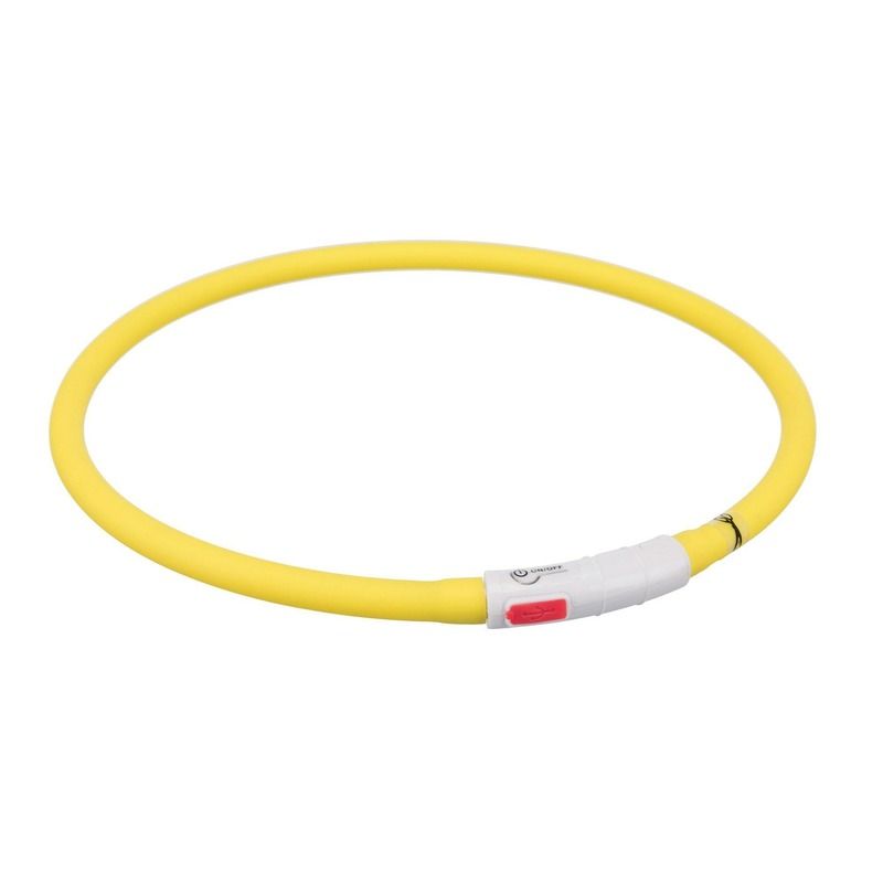 Trixie мигающее кольцо для собак USB, силикон, XS–XL: 70 см/ø 10 мм, жёлтое