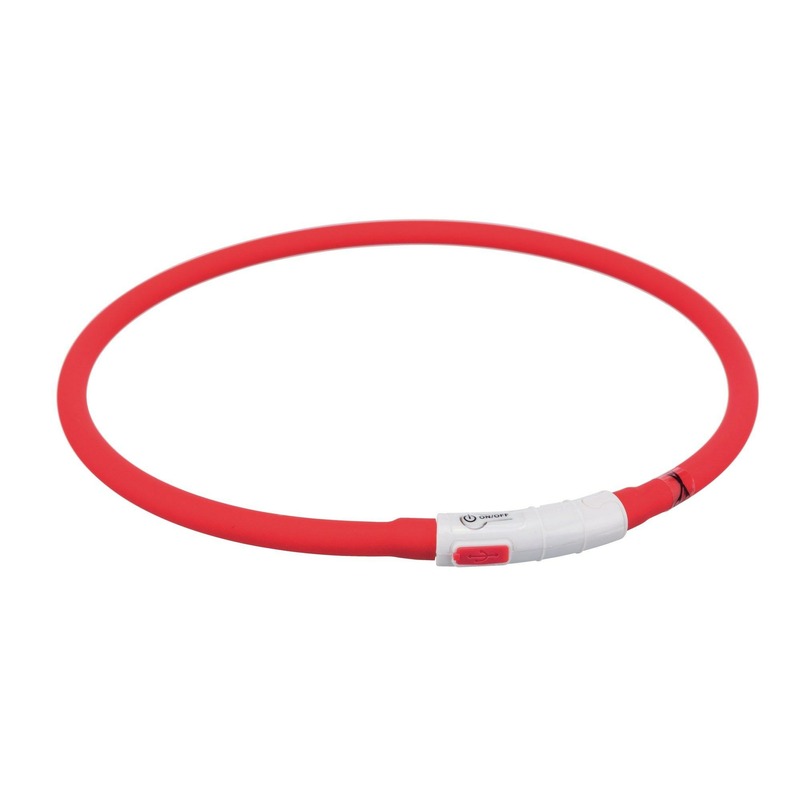 Trixie мигающее кольцо для собак USB, силикон, XS–XL: 70 см/ф 10 мм, красное 35065