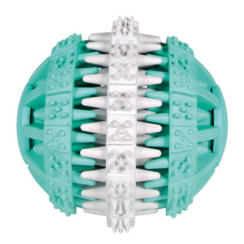 Trixie Мяч Denta Fun, 6 см, резина, белый/зелёный trixie игрушка кость denta fan 15 см резина белый зелёный