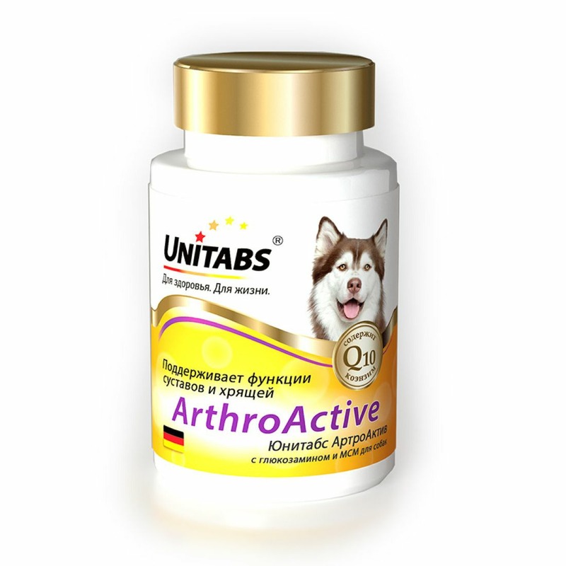 Unitabs ArthroАctive с Q10 для собак 100 таб добавка в корм unitabs brewerscomplex с пивными дрожжами для крупных собак 100 таб х 1