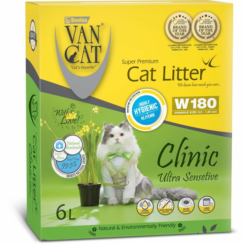 Van Cat Clinic Ultra Sensitive наполнитель для кошек, 100% натуральный, комкующийся, без пыли - 6 л, 5,1 кг